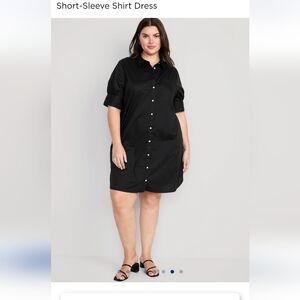Old Navy Black Short-Sleeve Midi Dress